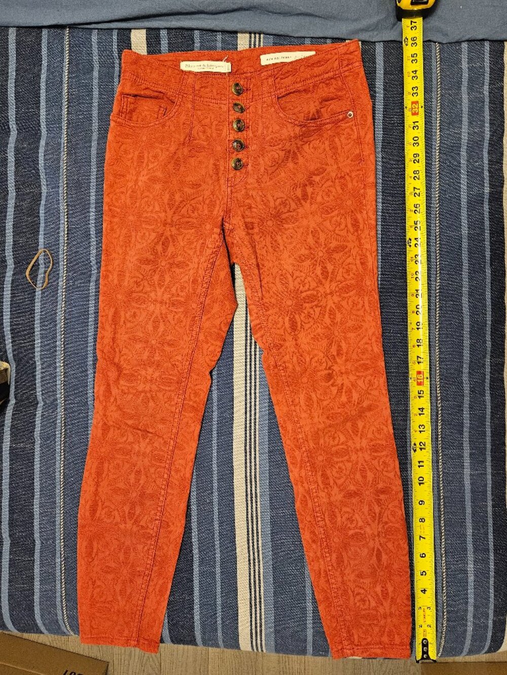 Anthropologie Pilcro High Rise Skinny Jeans size 27, Orange Floral NWOT